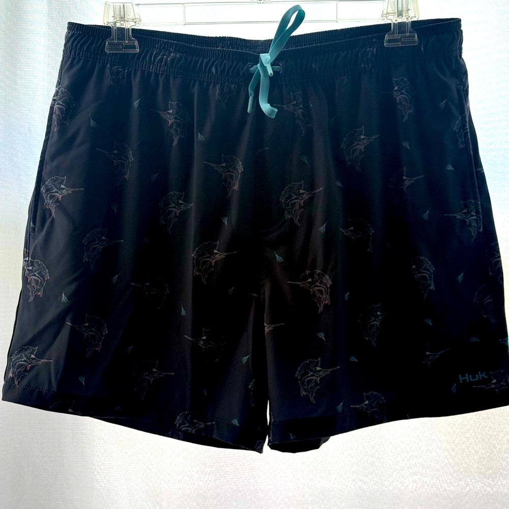 Huk Gray Swim Trunks Lightweight Relaxed Fit